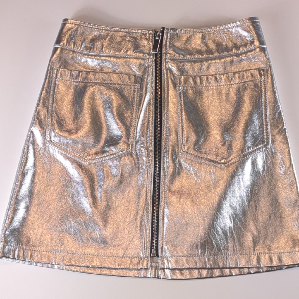 Love, Fire Metallic Silver A Line Mini Skirt